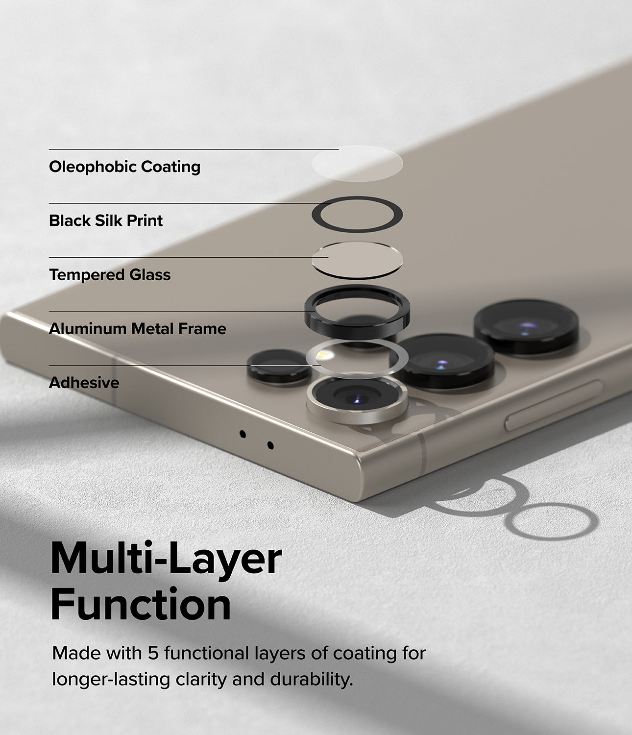 Samsung Galaxy S24 Ultra Camera Lens Frame Glass | Camera Lens Frame Glass Series |Black