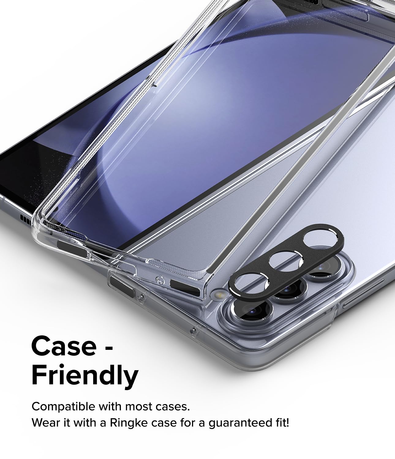 Samsung Galaxy Z Fold 5 Lens Protectors | Camera Styling Aluminium Frame Tough Protective Cover Sticker  | Black