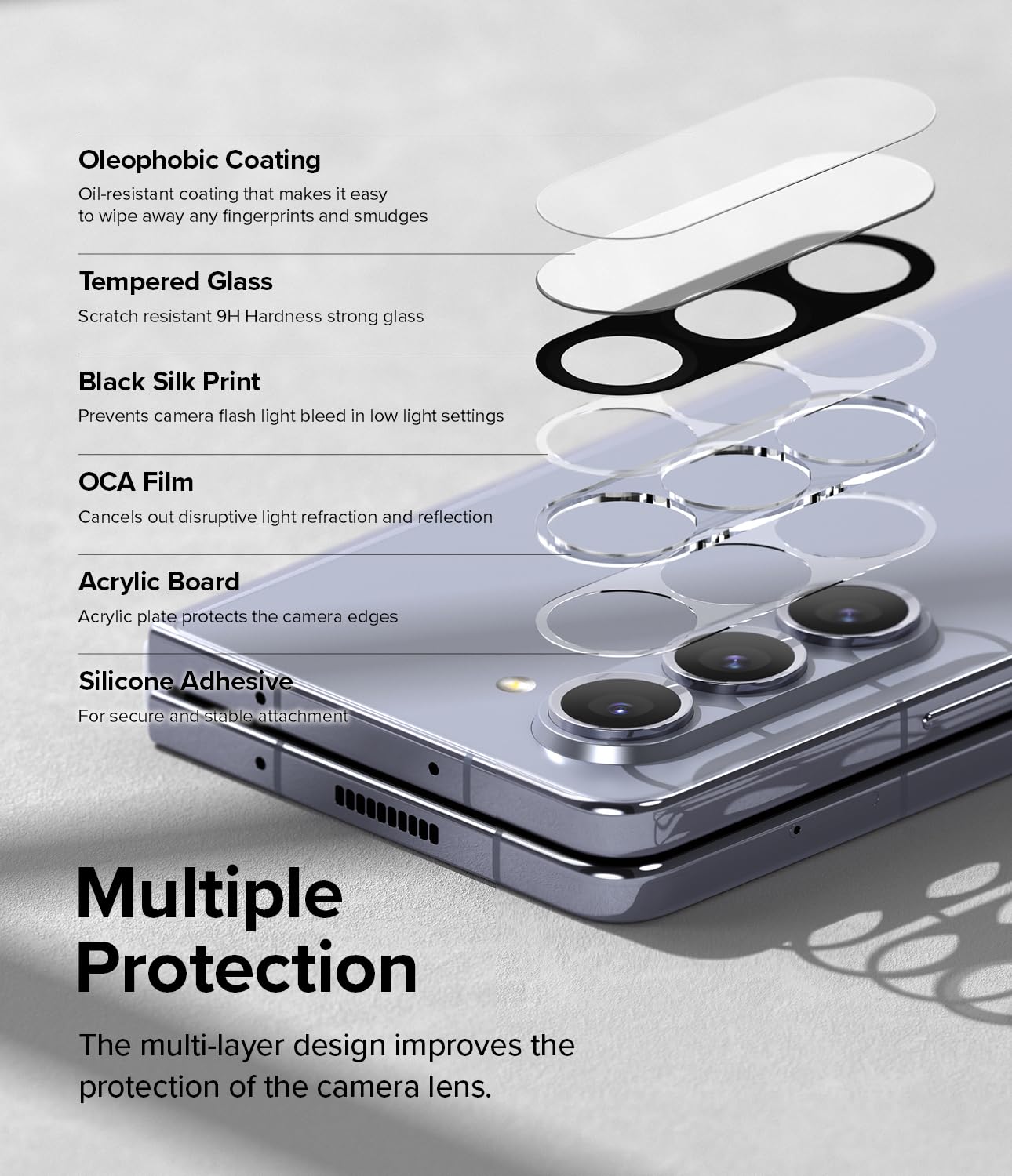 Samsung Galaxy Z Fold 5 Lens Protectors | Camera Styling Aluminium Frame Tough Protective Cover Sticker -2 Pack |