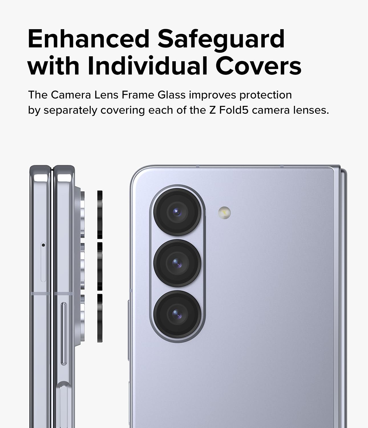 Samsung Galaxy Z Fold 5 Lens Protectors | Camera Lens Frame Glass | Black