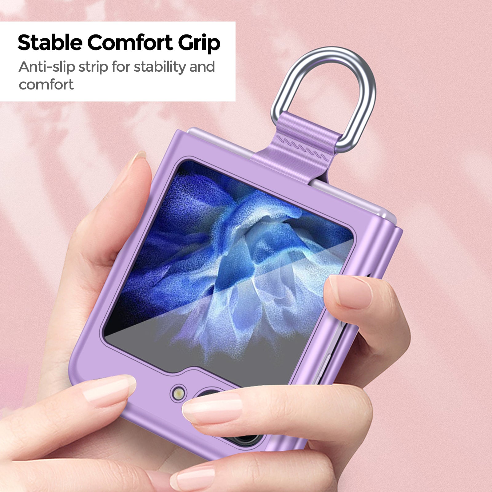 Samsung Galaxy Z Flip 5 Case Cover | Hard PC Phone Case with Ring Holder  | Black