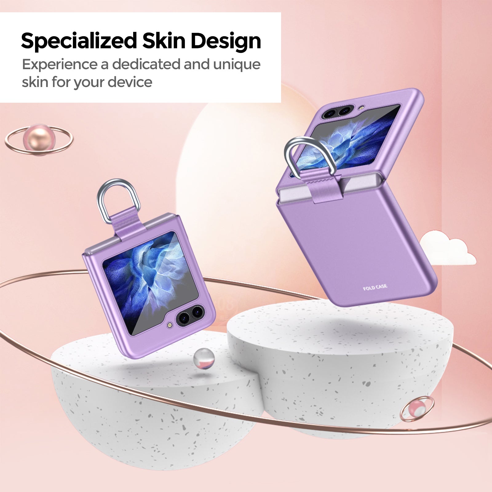 Samsung Galaxy Z Flip 5 Case Cover | Hard PC Phone Case with Ring Holder  | Pink