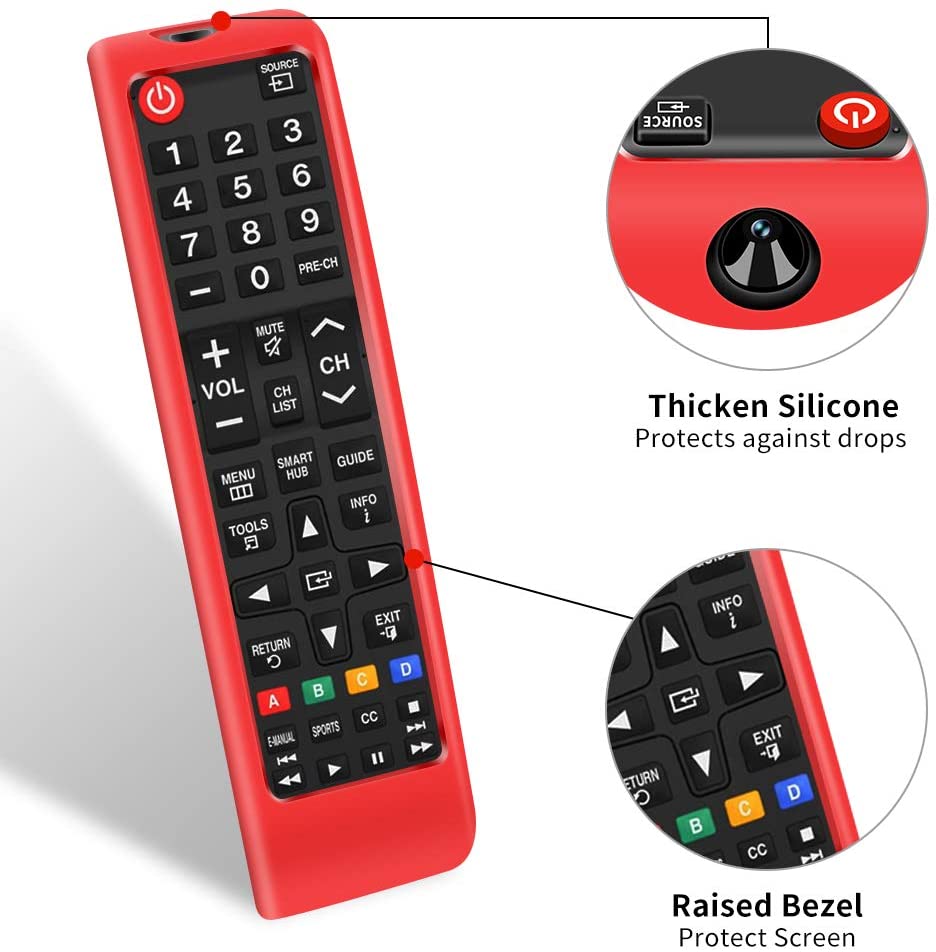 Silicone Remote Cover for Samsung Remote Control, Smart TV Remote Skin Sleeve| Red