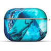 AirPods 3rd Generation 2021 Marble Case|Full Body Protective Cover with Keychain| Blue & Gold