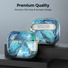 AirPods 3rd Generation 2021 Marble Case|Full Body Protective Cover with Keychain| Blue & Gold