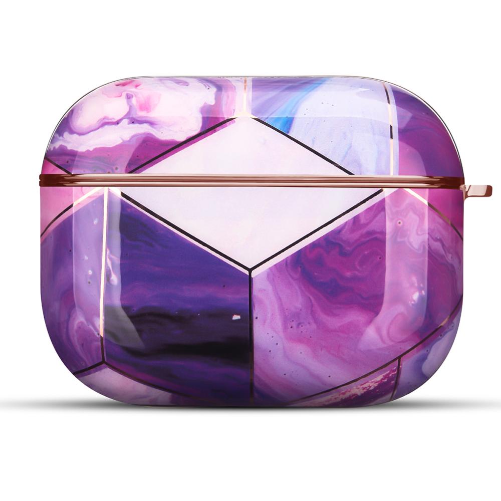 AirPods 3rd Generation 2021 Marble Case|Full Body Protective Cover with Keychain| Purple & Gold