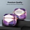AirPods 3rd Generation 2021 Marble Case|Full Body Protective Cover with Keychain| Purple & Gold