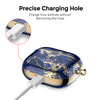 AirPods 3rd Generation 2021 Marble Case|Full Body Protective Cover with Keychain| Navy & Gold