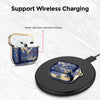 AirPods 3rd Generation 2021 Marble Case|Full Body Protective Cover with Keychain| Navy & Gold