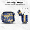 AirPods 3rd Generation 2021 Marble Case|Full Body Protective Cover with Keychain| Navy & Gold
