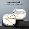 AirPods 3rd Generation 2021 Marble Case|Full Body Protective Cover with Keychain| White & Gold