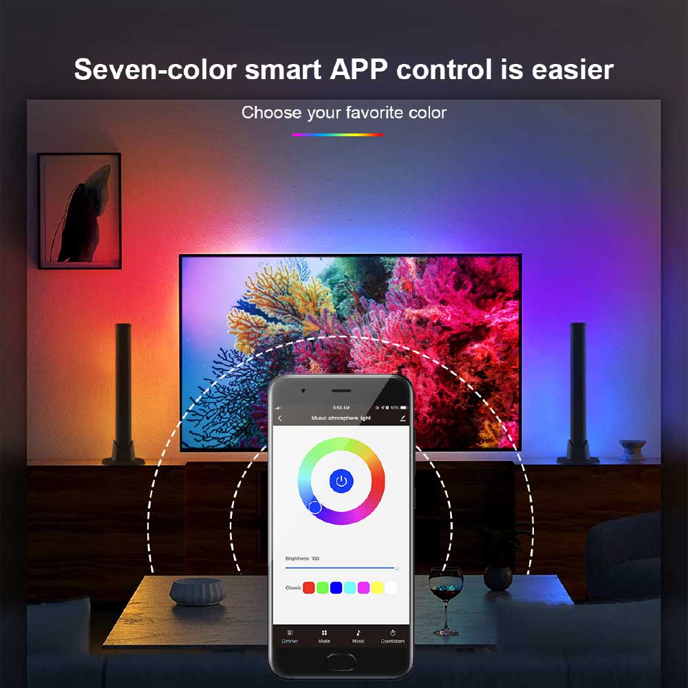 Smart LED Light Bar, RGB Ambiance Backlight with 12 Scene Modes and Music Modes for Lamp for Gaming, PC, TV, Room Décor