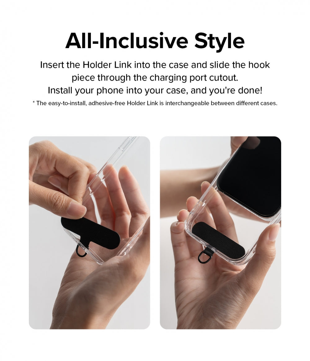 Strap Holder Link for Universal Smartphones Tether Lanyard Phone Straps | Black/White