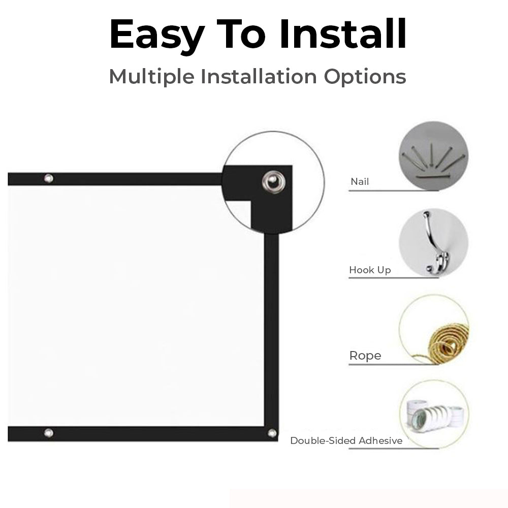 Projector Screen, 16:9 Foldable Anti-Crease 4K Full HD Home Theater Projection Screen For Office Presentation Indoor Outdoor