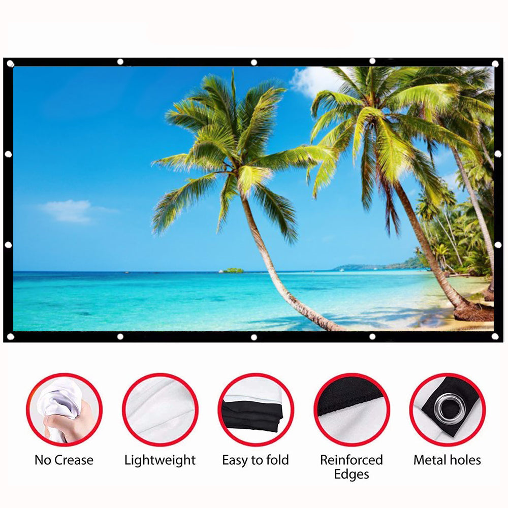 Projector Screen, 16:9 Foldable Anti-Crease 4K Full HD Home Theater Projection Screen For Office Presentation Indoor Outdoor