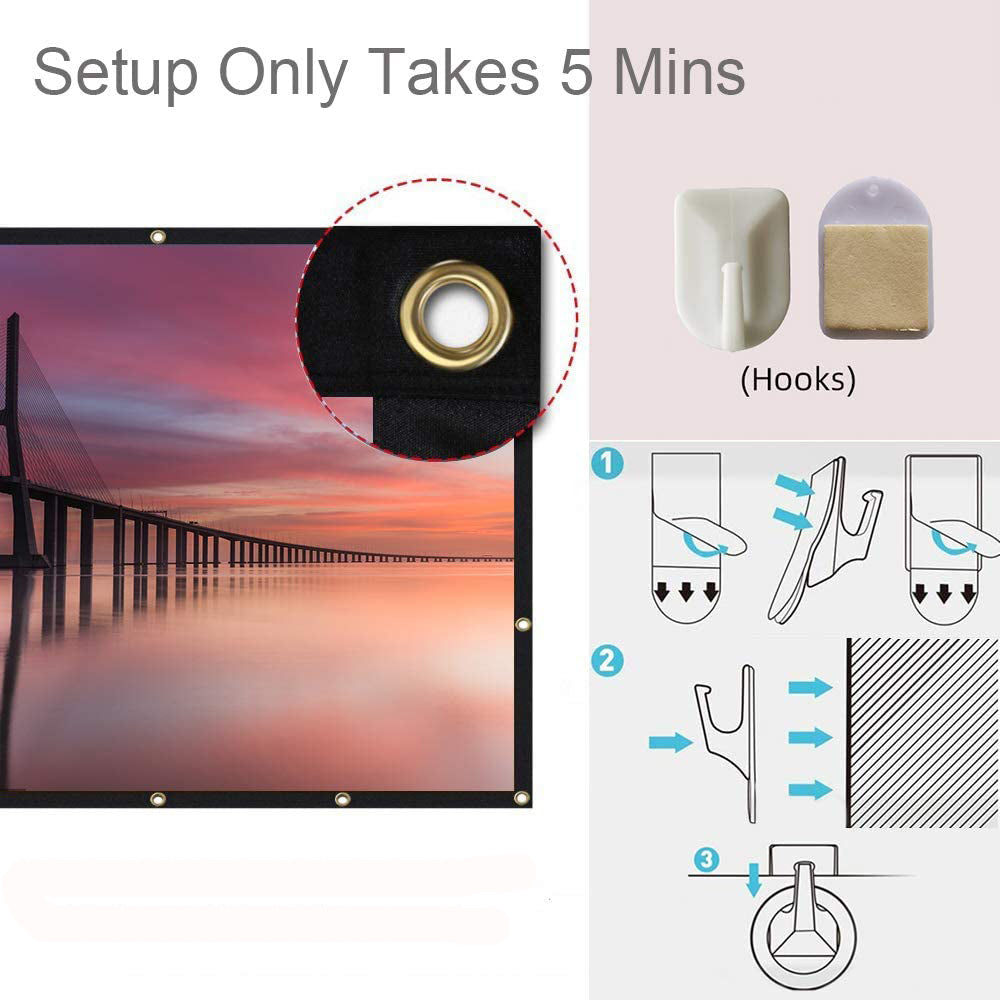 Projector Screen, 16:9 Foldable Anti-Crease 4K Full HD Home Theater Projection Screen For Office Presentation Indoor Outdoor