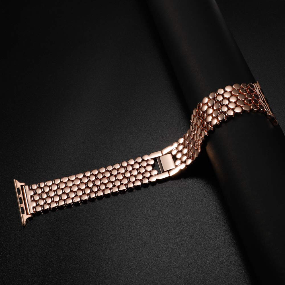 Apple Watch 41mm / 40mm / 38mm | Fish-Scale Pattern Metal Bands |Rose Gold