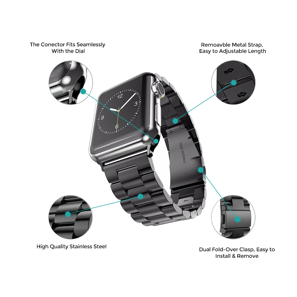 Apple Watch Ultra 49mm / 45mm / 44mm / 42mm | Metal Straps | Silver & Black