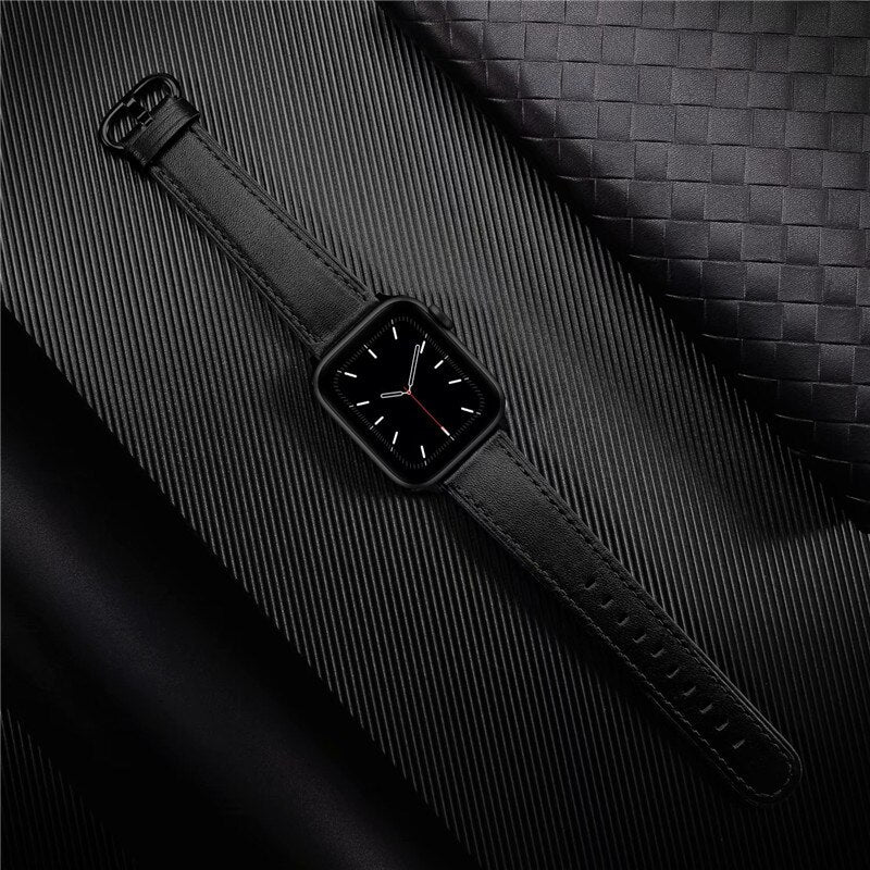 Apple Watch 41mm / 40mm / 38mm | Leather Watch Band Strap | Black