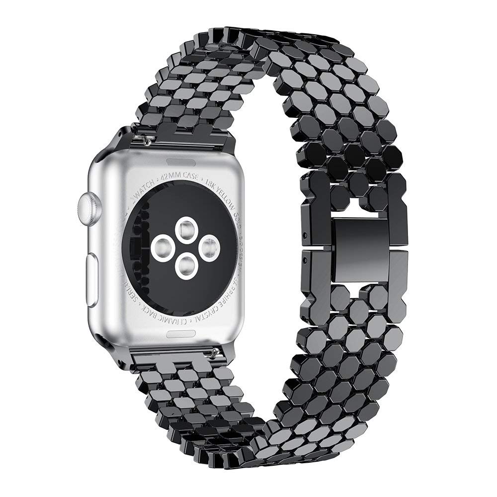 Apple Watch Ultra 49mm / 45mm / 44mm / 42mm | Stainless Steel Bands |Fish scale Pattern | Black