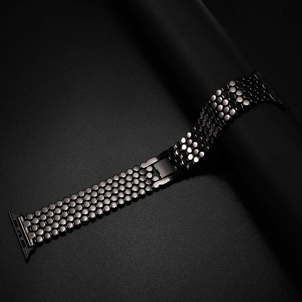Apple Watch Ultra 49mm / 45mm / 44mm / 42mm | Stainless Steel Bands |Fish scale Pattern | Black