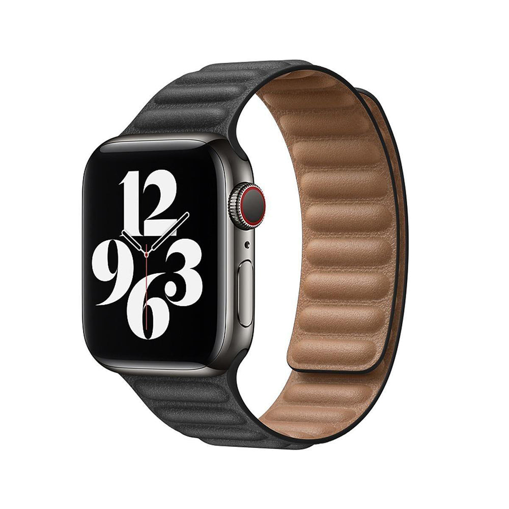 Apple Watch Ultra 49mm / 45mm / 44mm / 42mm | Leather Magnetic Loop Watch Band Strap | Black