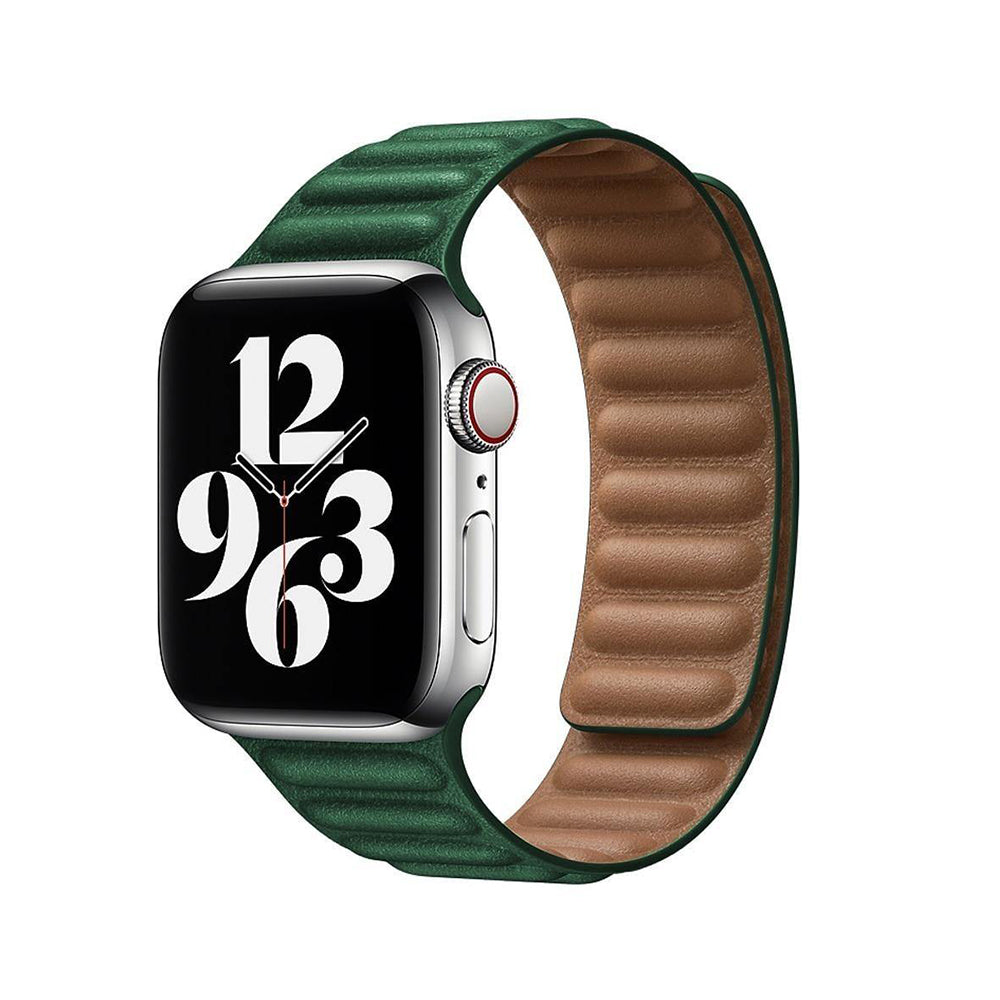Apple Watch Ultra 49mm / 45mm / 44mm / 42mm | Leather Magnetic Loop Watch Band Strap | Green