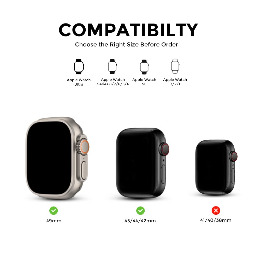 HITZEE Compatible with Apple Watch Band 49mm 45mm 44mm 42mm, Soft Nylon  Braided Velcro Loop Bands Adjustable Sport Strap Designed for Apple Watch
