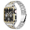 O Ozone - Stainless Steel Watch Band with Case Compatible with Apple Watch Series 9/8/7 (45mm)- Silver + Gold