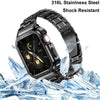 Stainless Steel Watch Band with Case Compatible with Apple Watch Series 9/8/7 (45mm)- Classic Silver Black