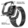 Stainless Steel Watch Band with Case Compatible with Apple Watch Series 9/8/7 (45mm)- Classic Silver Black