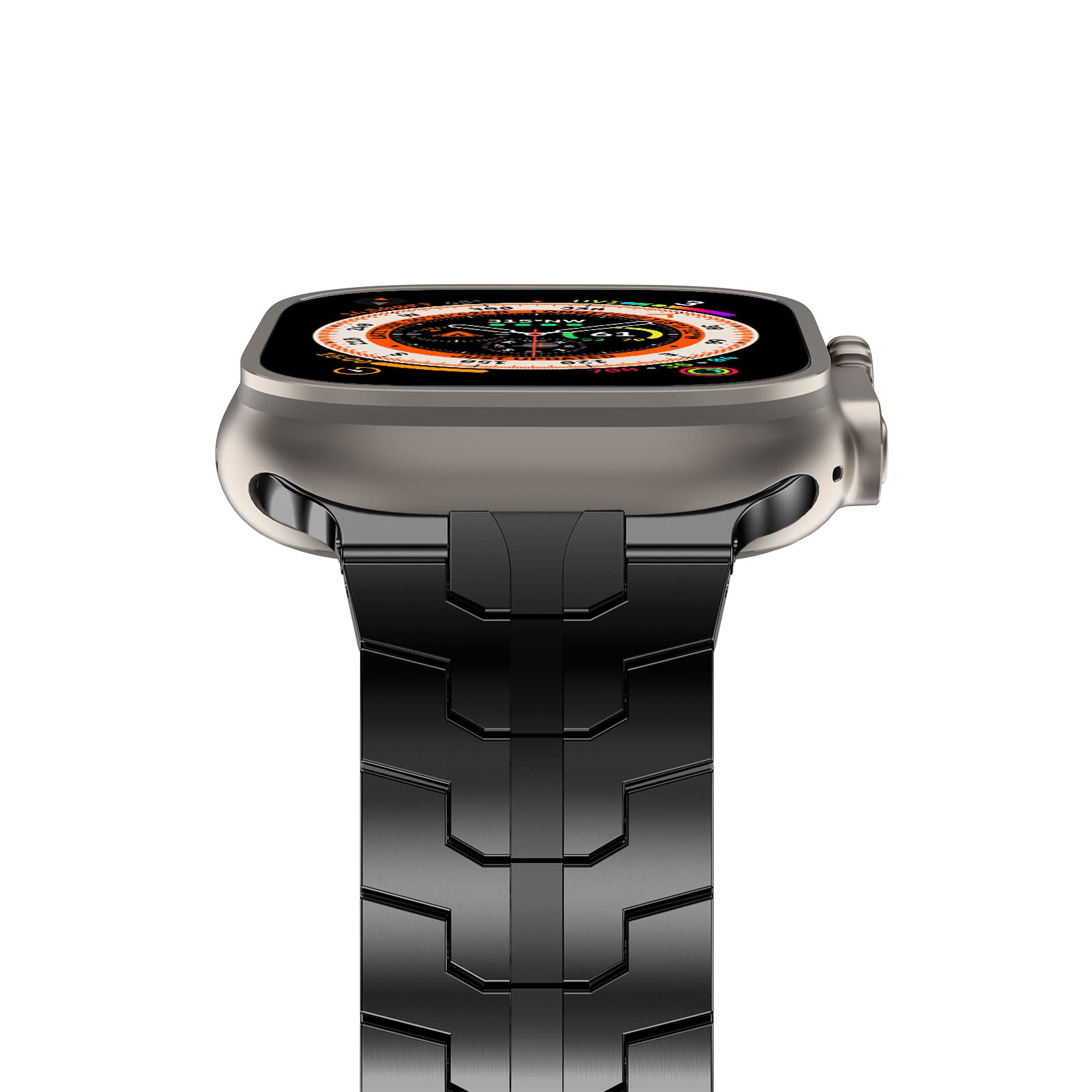 Titanium Metal Watch Band Strap Compatible with Apple Watch Ultra 2 Band 49mm 45mm 44mm 42mm - Black