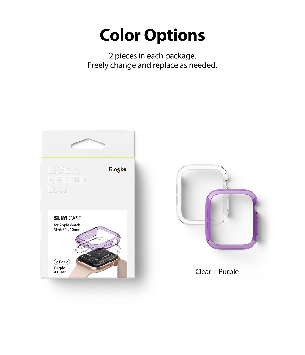 Apple Watch SE /6 /5 /4 40mm Case| Slim Series| Clear + Purple