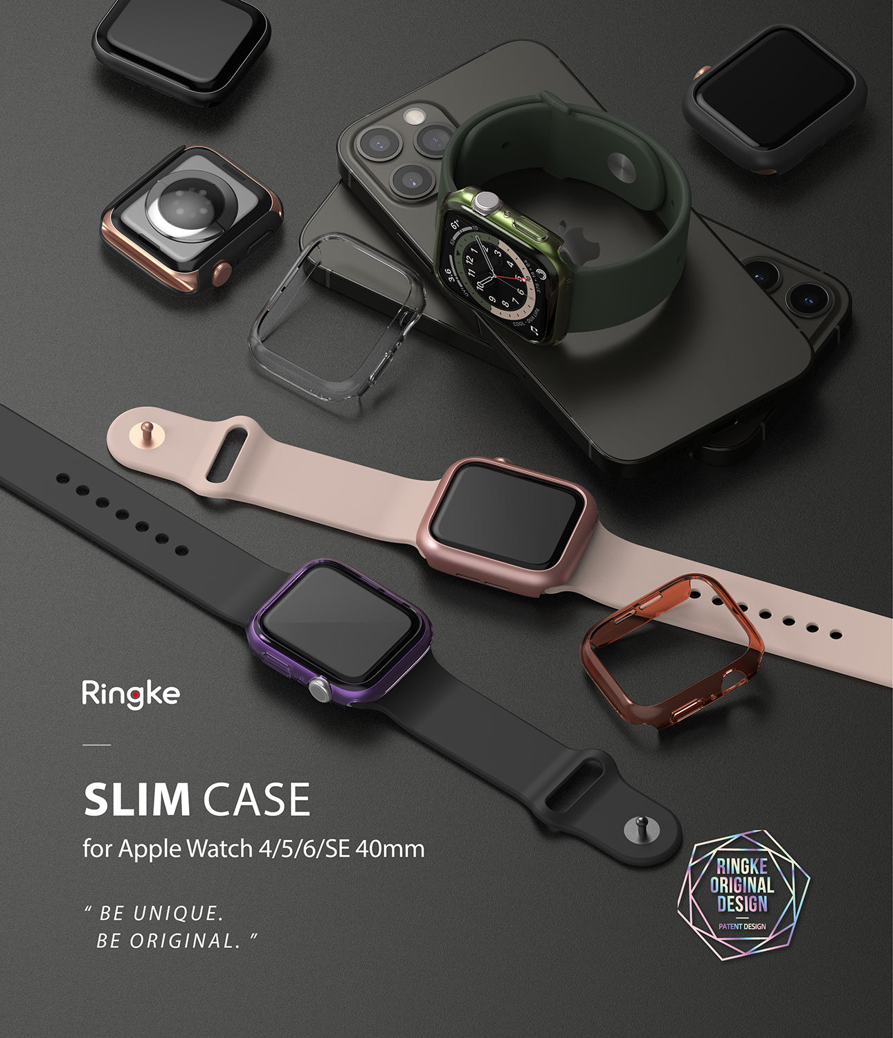 Apple Watch SE /6 /5 /4 40mm Case| Slim Series| Clear + Purple