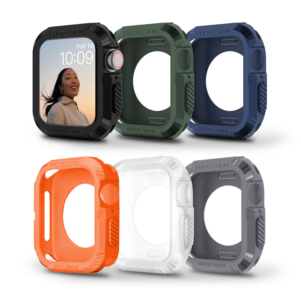 Rugged Cover Series | Apple Watch Series 8 45mm Case with Screen Protector  Pack of 6  | Clear/Black/Orange/Blue/Green/Grey