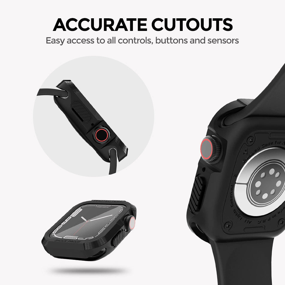 Rugged Cover Series | Apple Watch Series 8 45mm Case with Screen Protector  Pack of 6  | Clear/Black/Orange/Blue/Green/Grey