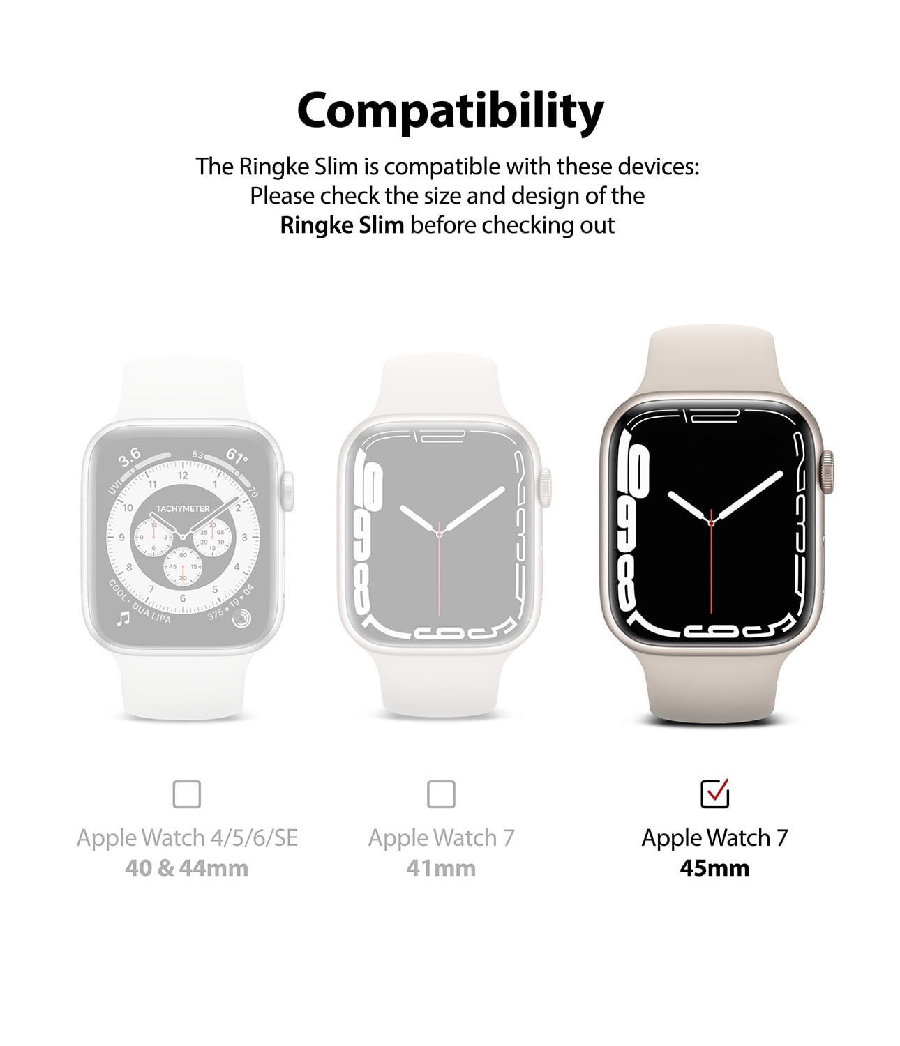 Apple Watch 9 / 8 / 7 45mm Apple Watch Series (45mm) Case | Slim Series| Clear + Chrome Rose Gold