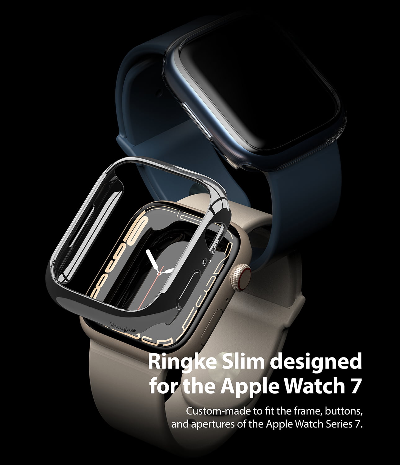 Apple Watch 9 / 8 / 7 45mm Apple Watch Series (45mm) Case | Slim Series| Clear + Dark Chrome