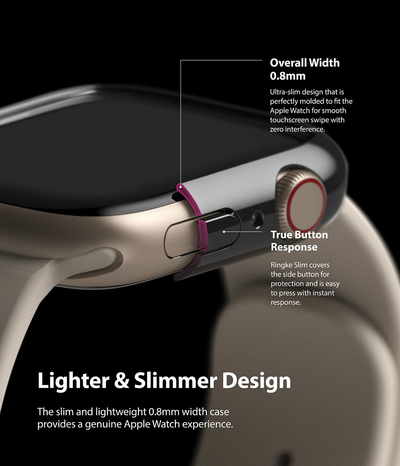 Apple Watch 9 / 8 / 7 45mm Apple Watch Series (45mm) Case | Slim Series| Clear + Dark Chrome