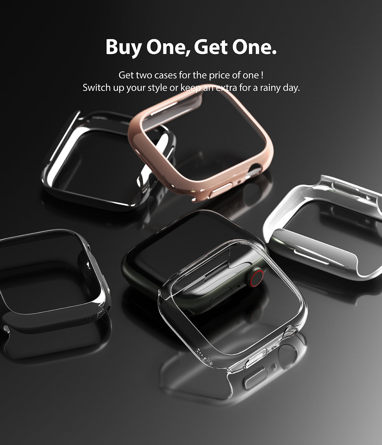 Apple Watch 9 / 8 / 7 45mm Apple Watch Series (45mm) Case | Slim Series| Clear + Dark Chrome