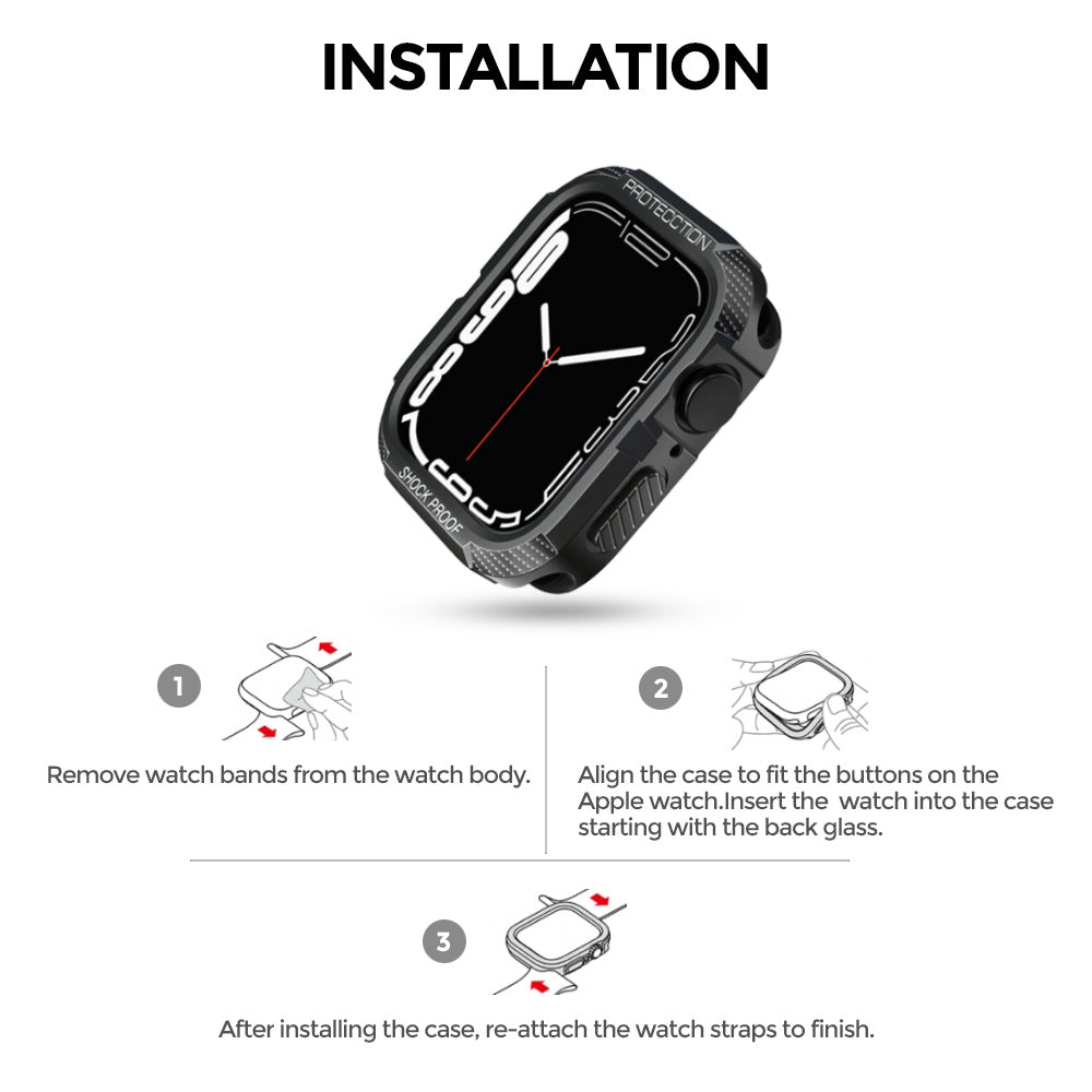 Rugged Cover Series | Apple Watch Series 8 41mm Case with Screen Protector  Pack of 6  | Clear/Black/Pink/Blue/Green/Grey