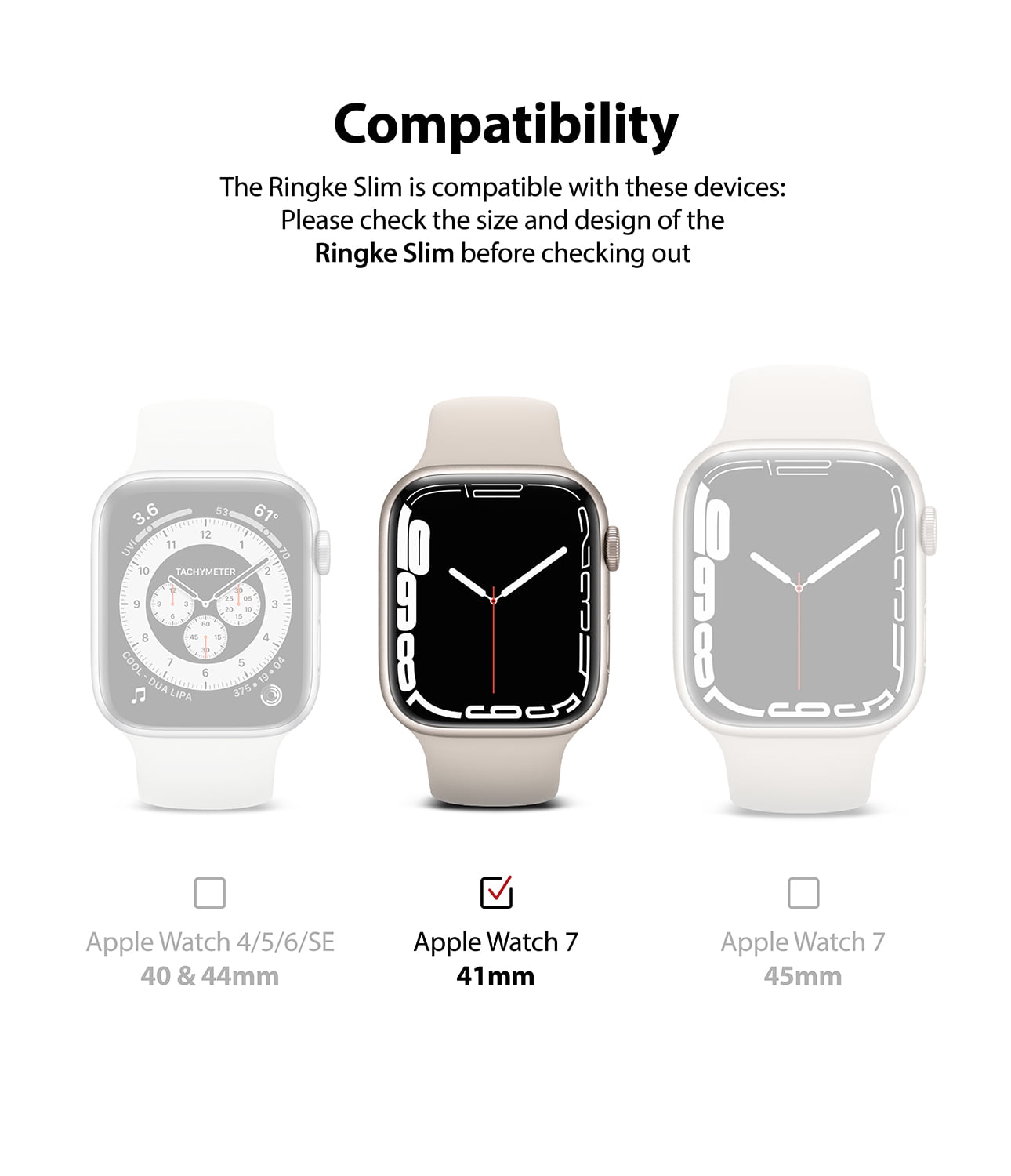 Apple Watch 9 / 8 / 7 41mm Apple Watch Series (41mm) Case | Slim Series| Clear + Chrome