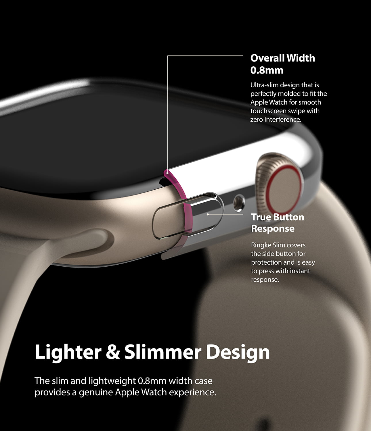 Apple Watch 9 / 8 / 7 41mm Apple Watch Series (41mm) Case | Slim Series| Clear + Chrome