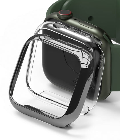 Apple Watch 9 / 8 / 7 41mm Apple Watch Series (41mm) Case | Slim Series| Clear + Dark Chrome