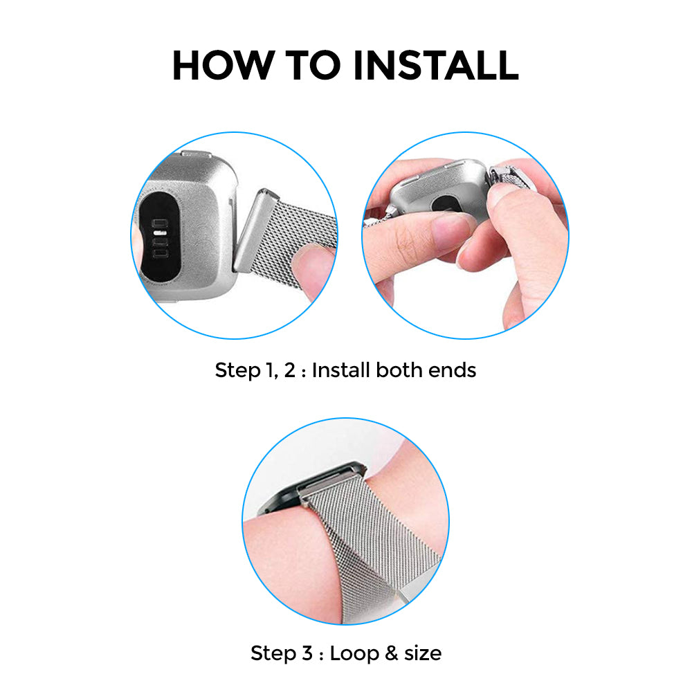 Metal Milanese Loop Bands | Fitbit Sense & Fitbit Versa 3 Smart Watch |Silver