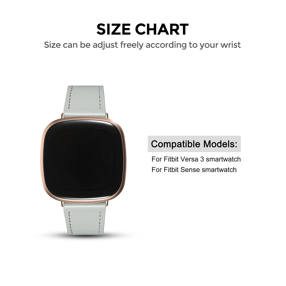 Leather Watch Band Straps | Fitbit Sense & Fitbit Versa 3 Smart WatchGrey