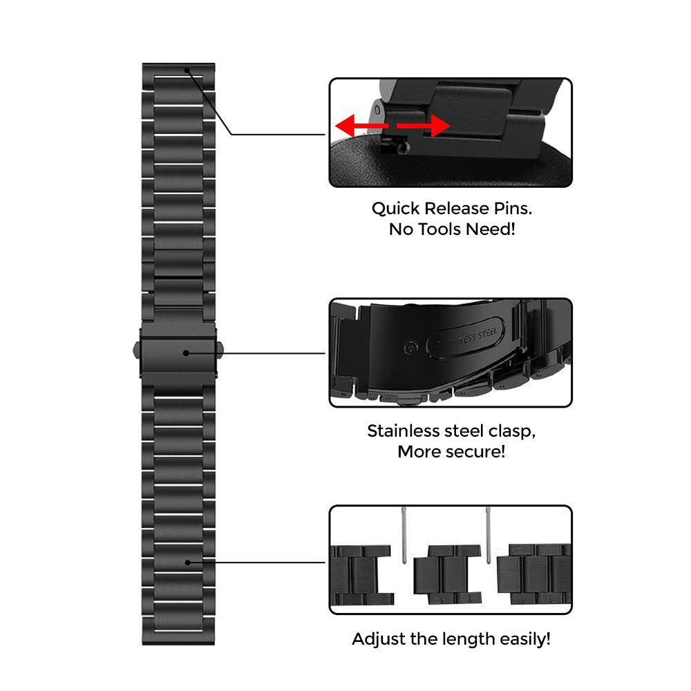 Metal Watch Band | Fitbit Sense & Fitbit Versa 3 Smart Watch| Black/Silver