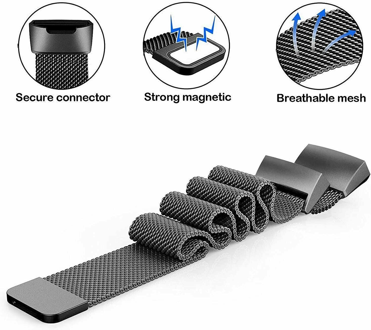 Milanese Loop Stainless Steel Metal Mesh Bands | Fitbit Charge 5 Smart Watch | Blue