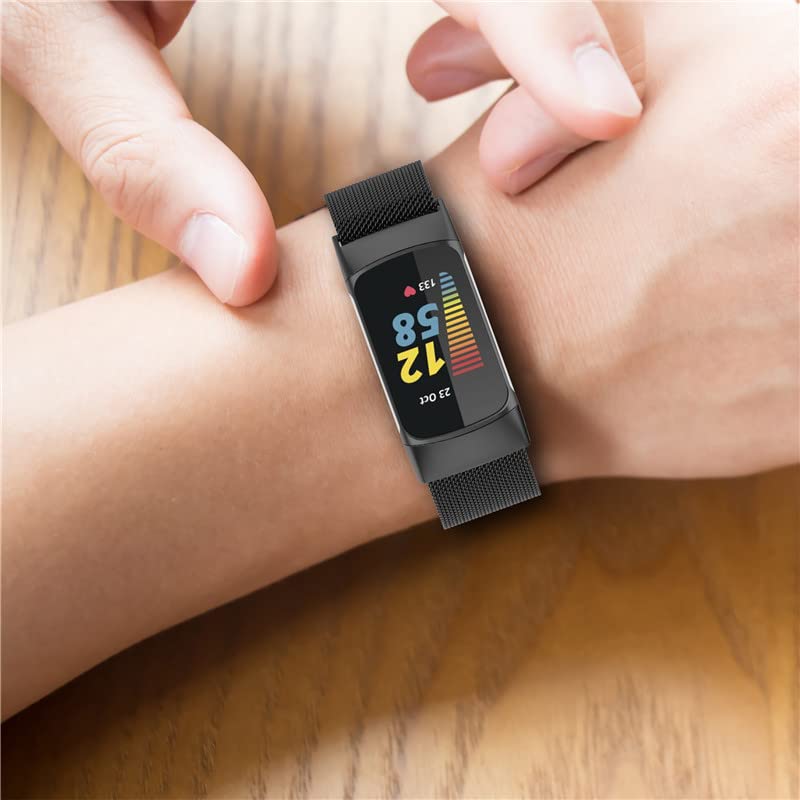 Milanese Loop Stainless Steel Metal Mesh Bands | Fitbit Charge 5 Smart Watch | Blue