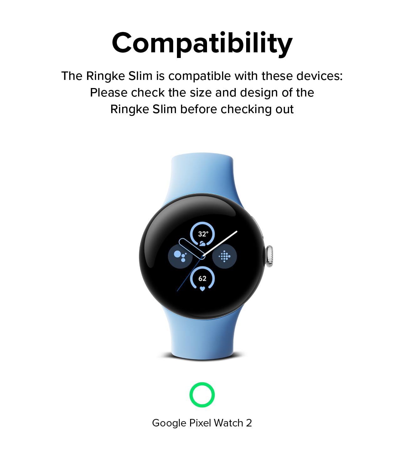 Ringke - Google Pixel Watch 2 Case | Slim Series | Clear + Matte Black